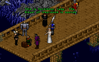 Pagan: Ultima VIII (DOS) screenshot: The story starts brutally, with an execution! This sets the tone for the events in Pagan
