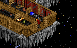 Pagan: Ultima VIII (DOS) screenshot: This strange house seems to be floating in space...