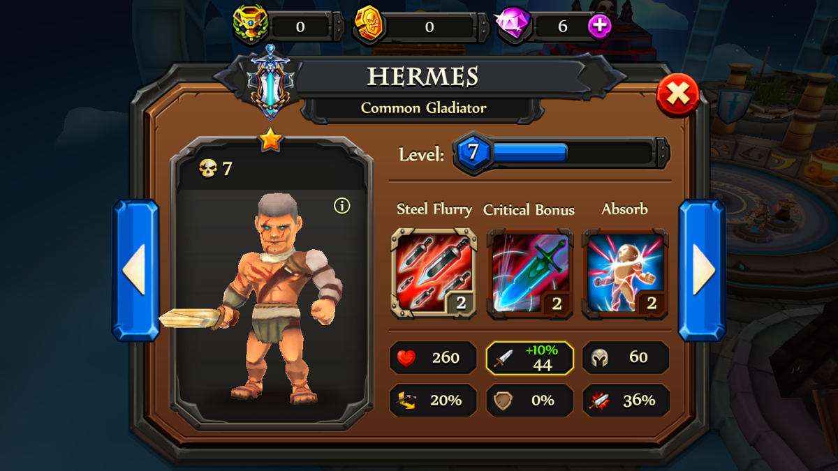 Party of Heroes (Browser) screenshot: Hermas the gladiator