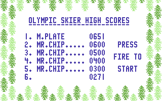 Olympic Skier (Commodore 64) screenshot: Start Screen