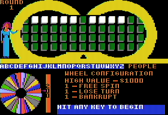 Wheel of Fortune: New 3rd Edition (Apple II) screenshot: The 1st Round Begins