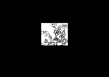 Lupo Alberto: The VideoGame (Commodore 64) screenshot: Single, black and white comic panels are sown between the levels.