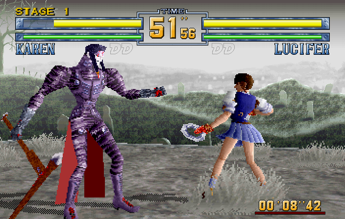 D-Xhird (SEGA Saturn) screenshot: Karen vs Lucifer