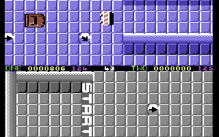 The Race (Commodore 64) screenshot: Avoid the obstacles