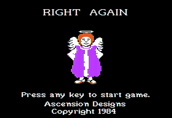 Right Again (Apple II) screenshot: Title Screen