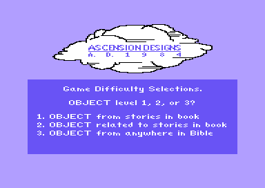 Right Again (Commodore 64) screenshot: Game Setup