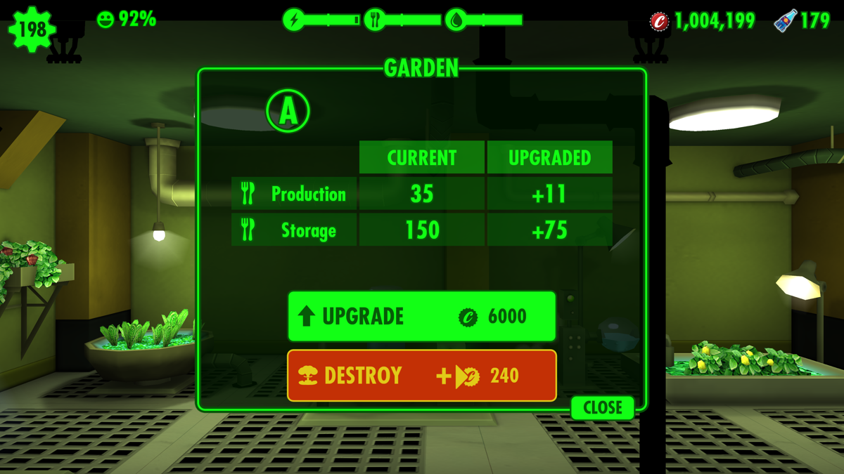 Fallout Shelter (Windows Apps) screenshot: Our garden needs an upgrade.