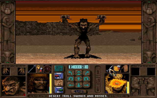 Ravenloft: Stone Prophet (DOS) screenshot: With the troll in your party, you feel you can fight... other trolls!