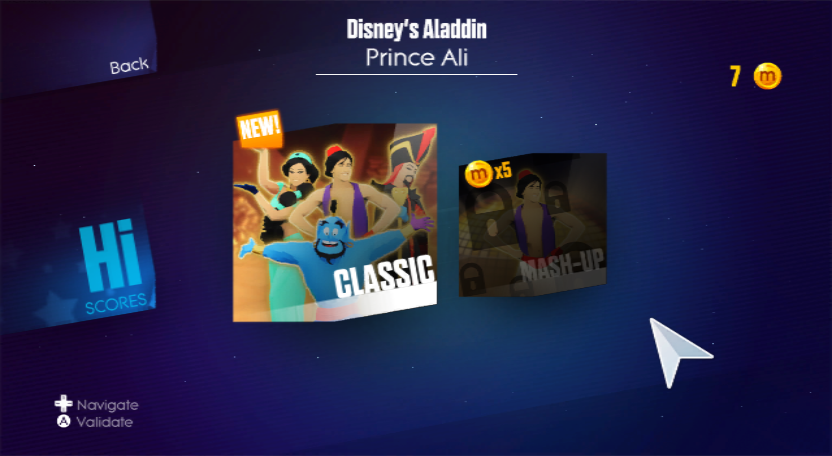 Just Dance 2014 (Wii) screenshot: Routine select (Prince Ali)