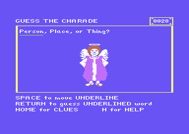 Right Again (Commodore 64) screenshot: Angel Charades