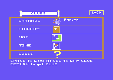 Right Again (Commodore 64) screenshot: Main Menu