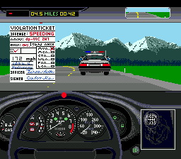 The Duel: Test Drive II (Genesis) screenshot: What's the matter, officer, were 200 mph too much?