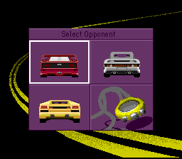 The Duel: Test Drive II (SNES) screenshot: Choosing against whom to race