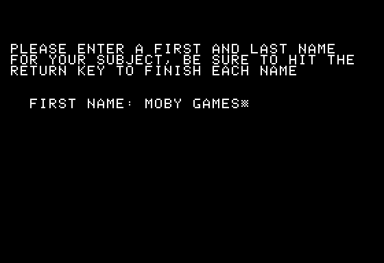 Mind Prober (Apple II) screenshot: Creating Ms. Moby Games