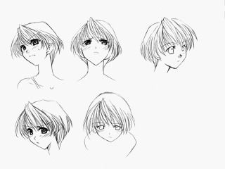Mermaid no Kisetsu: Curtain Call (PlayStation) screenshot: Character sketch of Hinata's expressions