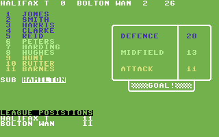 On the Bench (Commodore 64) screenshot: Match in progress