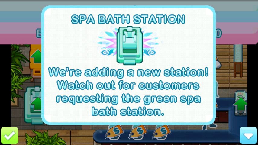 Sally's Spa (Android) screenshot: New equipment available