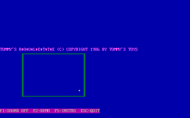 Tommy's Roulette (DOS) screenshot: This is the game's title screen. It is not the first screen that the player sees and it does not last for long