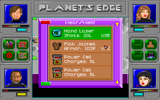 Planet's Edge: The Point of no Return (DOS) screenshot: Crew inventory screen