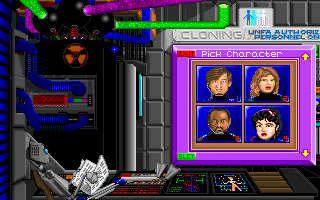 Planet's Edge: The Point of no Return (DOS) screenshot: Crew Quarters. You'll need a crew, that's four sure. Select the four people carefully - they will take different roles on the ship as well as ground combat