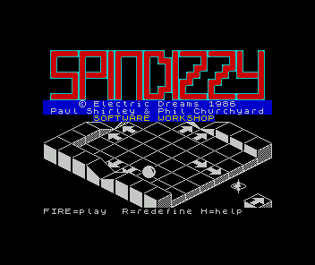 Spindizzy (ZX Spectrum) screenshot: Title screen