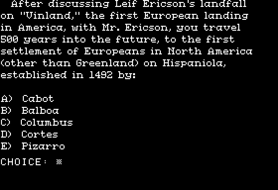 American History Adventure (Apple II) screenshot: Follow-up Question