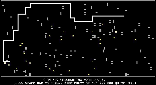 CleanUp (DOS) screenshot: The end of a game. This game ended because a non arrow key was pressed