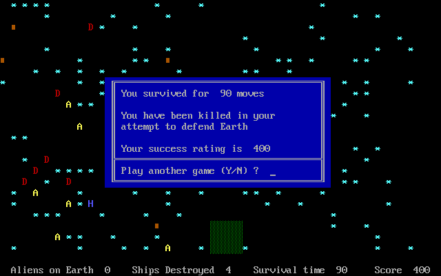 Aliens (DOS) screenshot: Defeat