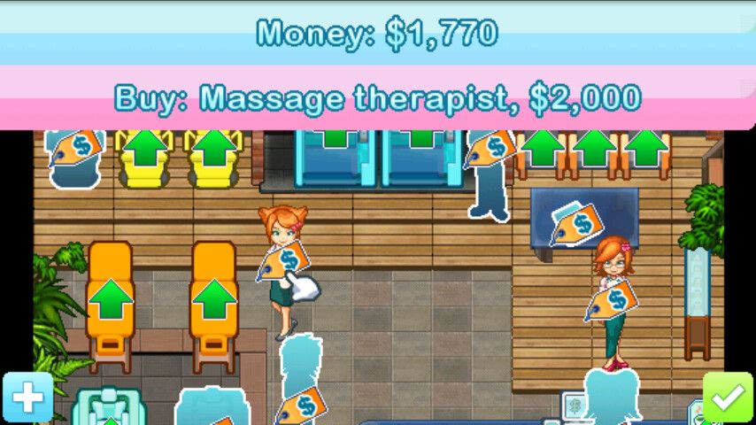 Sally's Spa (Android) screenshot: Let's hire my first employee.