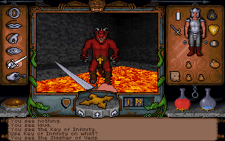 Ultima Underworld: The Stygian Abyss (DOS) screenshot: This guy is bad news...