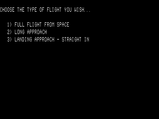 Space Shuttle (TRS-80) screenshot: Gameplay Options