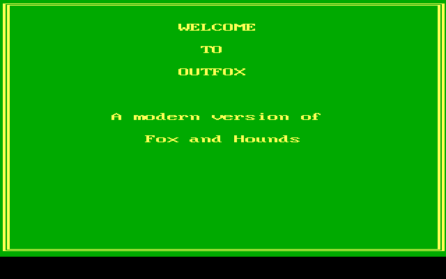 OutFox (DOS) screenshot: The game's title screen. After a short while the developer's name is displayed in the lower left