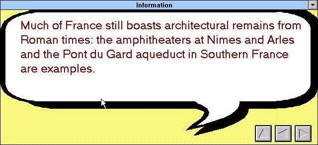 EZ Language: French (Windows 3.x) screenshot: Between sections there are pictures or bits of general information. This is a bit of information