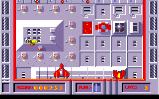 Machine Nation (DOS) screenshot: The graphics are very repetitive, making it hard to figure out what obstacles should be avoided.