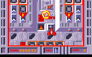 Machine Nation (DOS) screenshot: Just blown an enemy ship.