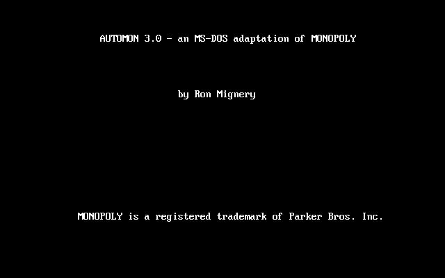 Automon (DOS) screenshot: The game's title screen