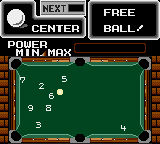 Side Pocket (Game Gear) screenshot: Free ball means you can place the white ball at any place of the table.