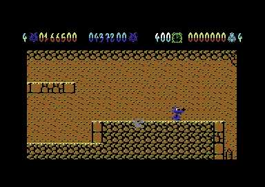 Lupo Alberto: The VideoGame (Commodore 64) screenshot: Inside a cave