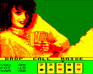 Strip Poker II Plus (BBC Micro) screenshot: Sam