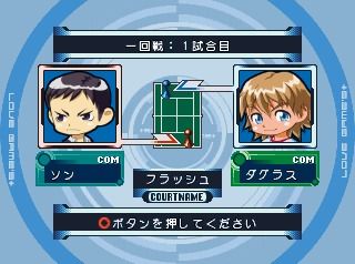 Love Game's WaiWai Tennis Plus (PlayStation) screenshot: AI versus AI is just decided, you cannot see the game