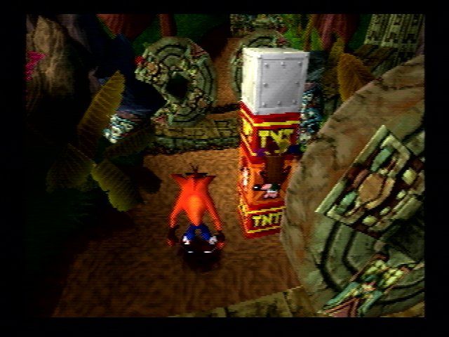 Crash Bandicoot (PlayStation) screenshot: That's an extra life. Want to risk it?