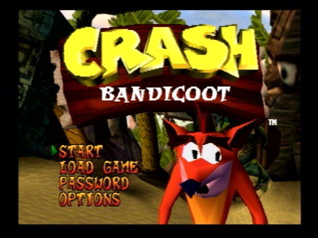Crash Bandicoot (PlayStation) screenshot: Main menu