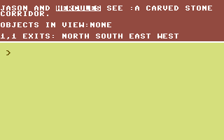 Labyrinth of Crete (Commodore 64) screenshot: Start of the quest