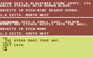 Labyrinth of Crete (Commodore 64) screenshot: Going their separate ways