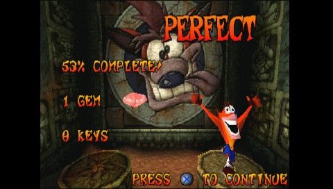 Crash Bandicoot (PSP) screenshot: Perfect! I got a gem