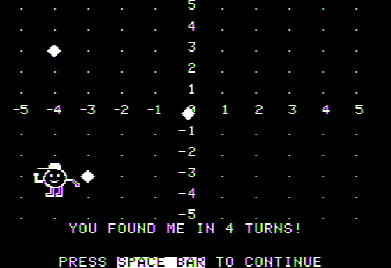 Graphing (Apple II) screenshot: I Found Him!