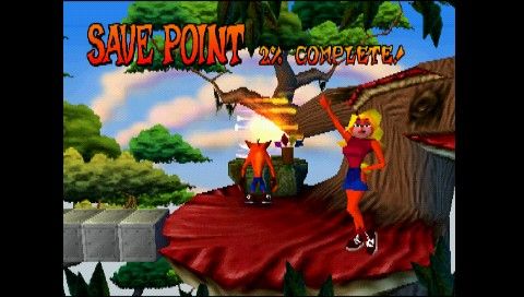 Crash Bandicoot (PSP) screenshot: I reached the save point