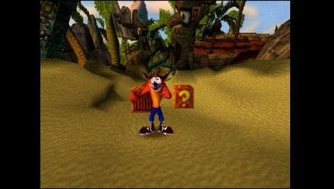 Crash Bandicoot (PSP) screenshot: Crash landing on N.Sanity Beach