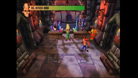 Crash Bandicoot (PSP) screenshot: Fighting Dr. Nitrus Brio