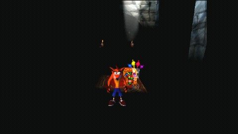 Crash Bandicoot (PSP) screenshot: How long can you survive in darkness?